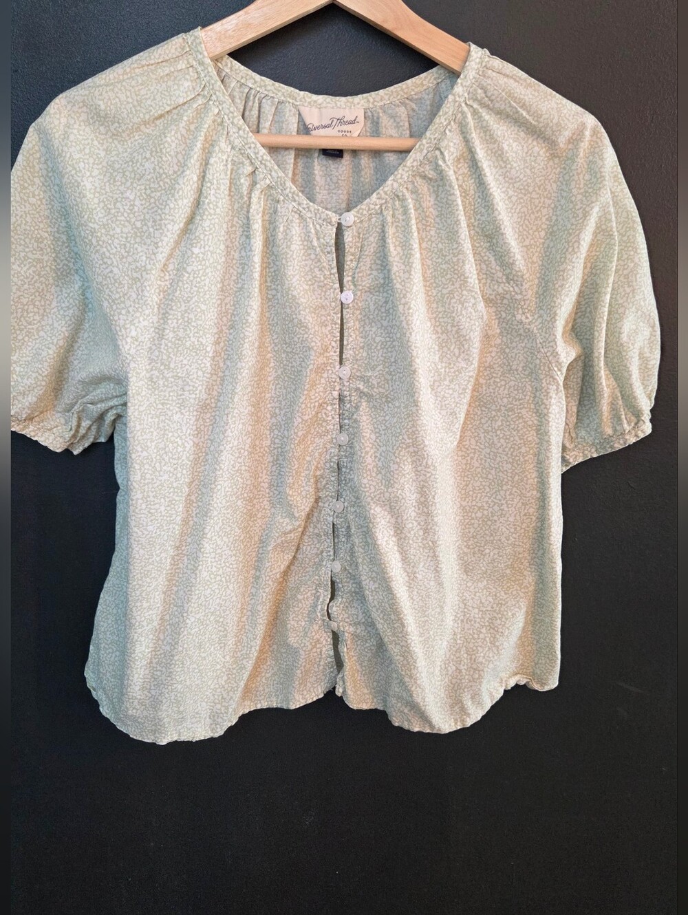 Universal Thread Cotton Short Sleeve Button Front Top